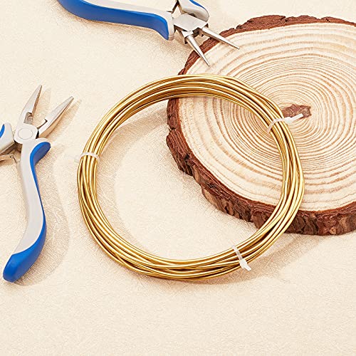 BENECREAT 12 Gauge 16.4 Feet Round Raw Copper Wire Gold Brass Wire for Beading Craft and Jewelry Making - size: 12 Gauge