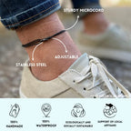 Made by Nami Surfer Anklet with Snap Hook Clasp Waterproof & Adjustable Thin String Ankle Bracelets for Women and Men Handmade Jewelry for Beach and Music Festival Accessories - color: White Black