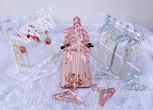 Earring Hanger Rack with 8 Mini Coat Hangers, Acrylic Earring Holder Display Stand, Ear Studs Hanging Earrings Organizer For Women Girls, Silver - color: Silver