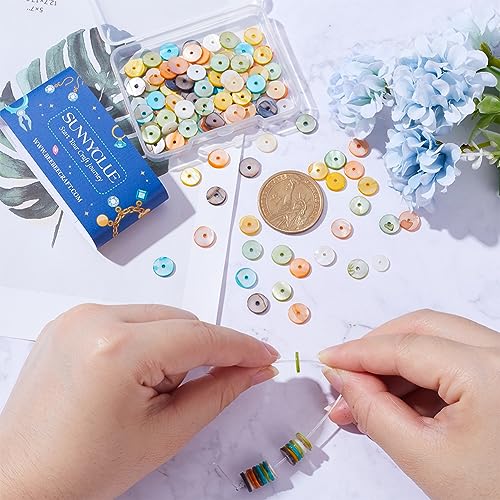 SUNNYCLUE 1 Box 200Pcs Shell Disc Beads Flat Shell Beads Freshwater Seashells Colorful Flat Round Summer Ocean Sea Loose Spacers for Jewelry Making DIY Bracelets Necklaces Earrings