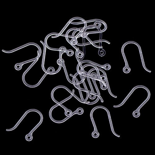 AKOAK 50pc 0.65mm Non-Allergenic Plastic Ear Wire Hooks Earring Findings fit DIY Jewelry (Transparent) - color: Transparent