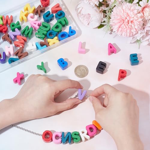 UNICRAFTALE 52Pcs 26 Styles Large Acrylic Alphabet Beads Colorful European Letters A-Z Spacer Slide Beads Blocks for Preschool Educational Learning Crafts Projects