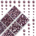 10000Pcs 2-Boxes Mixed Size Hot Fix Round Crystals Gems Glass Stones Hotfix Flat Back Rhinestones with Tweezers and Picking Pencil (Light Amethyst) - color: Light Amethyst, size: 2-Box (10000pcs)