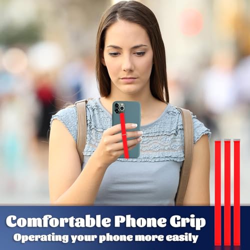 TEAMOLA Silicone Phone Grip Strap - Red 210 Phone Hand Strap Holder with Loop for Cell Phones, iPhone Grip, Finger Holder & Back of Phone Grips, Secure Anti-Slip Grip(3 Packs) - color: 210, 3 Red