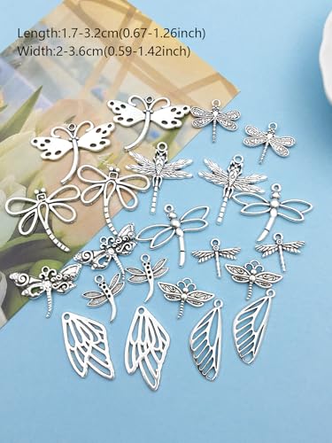 Youdiyla 110PCS Ancient Silver Dragonfly Series Pendant Jewelry Making DIY Keychain Earrings Pendant Various Design Charms for Jewelry Making Bracelets Necklace (SN11) - color: SN11