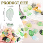 PATIKIL Glass Leaf Beads, 100Pcs Cute Crystal Leaf Charms, Translucent Czech Spacer Beads for DIY Jewelry Making Bracelets Necklace Wind Chimes Suncatchers, Gradient Green - color: Gradient Green