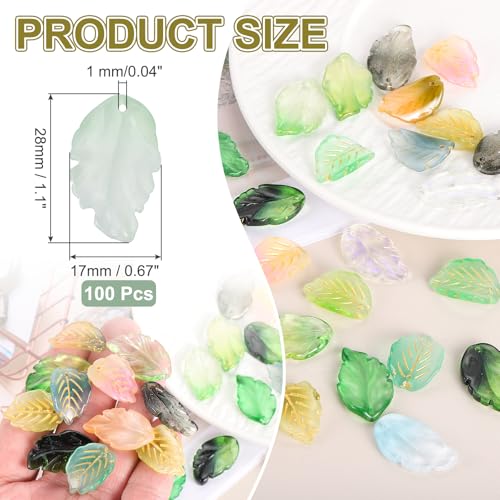 PATIKIL Glass Leaf Beads, 100Pcs Cute Crystal Leaf Charms, Translucent Czech Spacer Beads for DIY Jewelry Making Bracelets Necklace Wind Chimes Suncatchers, Gradient Green - color: Gradient Green