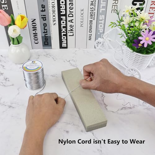 LUSTEMBER 330 Feet Satin Nylon String, 1 mm Silky Smooth Durable Nylon Cord for Jewelry Making, Bracelets, Beading, Necklaces, Macrame, Kumihimo, Rattail, and Chinese Knot Craft - size: Silver