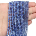 4mm 90pcs Natural Blue Aventurine Stone Beads, Songxi Small Faceted Round Loose Gemstone for Jewelry Making, DIY Art and Craft, Bracelet Necklace (1 Strand) - color: Blue Aventurine, size: 3.7-4.2mm
