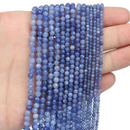 4mm 90pcs Natural Blue Aventurine Stone Beads, Songxi Small Faceted Round Loose Gemstone for Jewelry Making, DIY Art and Craft, Bracelet Necklace (1 Strand) - color: Blue Aventurine, size: 3.7-4.2mm