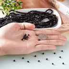 10 Strands Briolette Crystal Glass Beads 4x3mm Faceted Rondelle Opaque Glass Tiny Loose Spacer Beads 1300pcs for Bracelets Jewelry Making - color: Black, size: 4x3mm