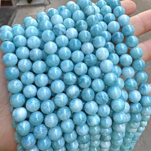 38pcs 10mm Natural Stone Beads Larimar Blue Stone Round Loose Beads for Jewelry Making DIY Bracelets Necklace - color: Larimar, size: 10mm
