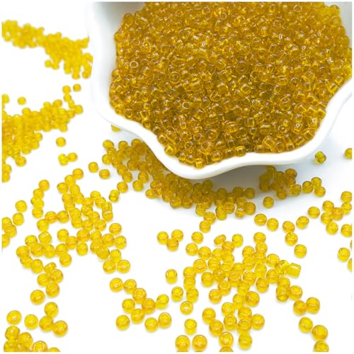 Orange Glass Seed Beads, 3mm Small Craft Beads Pony Beads Bulk for Bracelets, 5000 Pcs Loose Seed Beads for DIY Necklace Ring Waist Chain - color: Orange