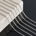 KYUNHOO 5 Meters Flat Circle Chain Roll Silver Jewelry Chains for Making Jewelry Stainless Steel Chain Bulk Thin Cable Chains Sunflower Texture Chain for Crafts Making - color: Oval Silver