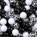 20mm Acrylic Beads 180pcs Cow Style Chunk Bubblegum Bead Black&White Beadable Pen Ball Beads for Pen Bag Jewelry Making Necklace Bracelets (Black&White) - color: black&white