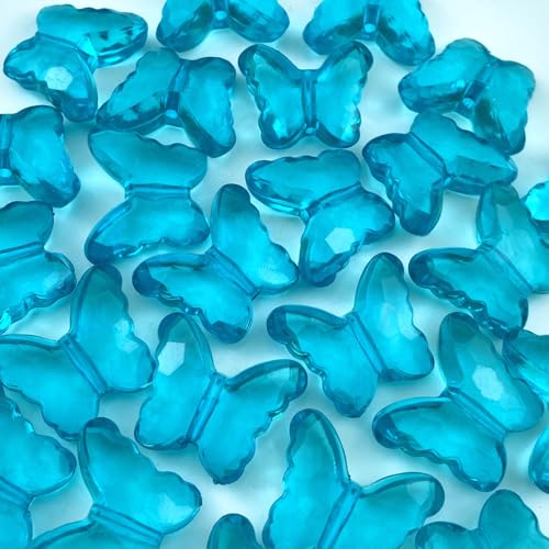 25pcs 23x28mm Acrylic Butterfly Beads Assorted Clear Spacer Beads Loose Butterfly Shaped Beads with Hole for Earring Necklace Bracelet Lanyard Jewelry DIY Craft Making(Deep Lake Blue) - color: Deep Lake Blue, size: 23x28mm