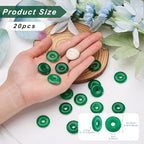 FASHEWELRY 10Pcs Natural Jade Donut Disc Gemstone Pendants 24-25mm Large Hole Healing Chakra Polished Stone Flat Round Bead Charms for Jewelry Making Hole: 5mm - color: 24~25mm, Jade, Green