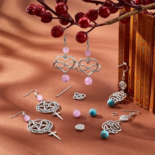 SUNNYCLUE 1 Box DIY Make 10 Pairs Knot with Beads Earring Making Kit Including Heart Infinity Knot Charms Turquoise Beads Jade Bead for Beginners DIY Earring Jewellery Making Crafts - color: Celtic Knot Earrings 5