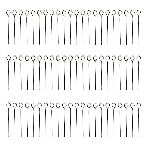 Shapenty 200PCS Mini Metal Wire Eyepins Beading Small Open Eye Head Pins Needles Bulk for DIY Craft Bead Earring Pendant Necklace Bracelet Jewelry Charm Finding Making (20mm/0.79Inch, Silver) - color: Silver, size: 20 mm
