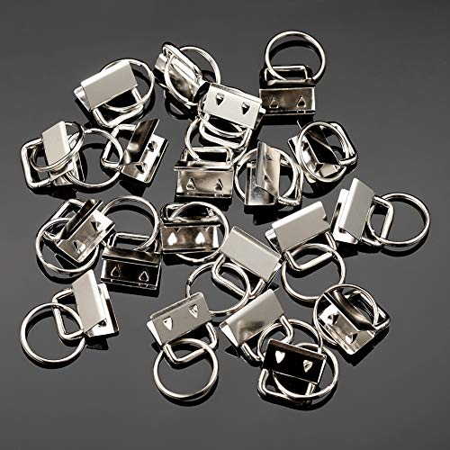 SPEEDWOX 20 Sets of Key Fob Pliers 0.8 Inch Key Fob Hardware with Keychain Split Rings Webbing Fabric Strapping White Nickel Glass Breaking Pliers Tools with Rubber Tips - size: 0.8" White Nickel