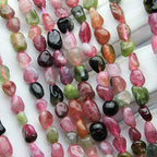 MJDCB Natural Irregular Shape Stone Beads 6-8mm Multicolor Tourmaline Gemstone Energy Cured for Jewelry Making Necklaces - color: Multicolor Tourmaline