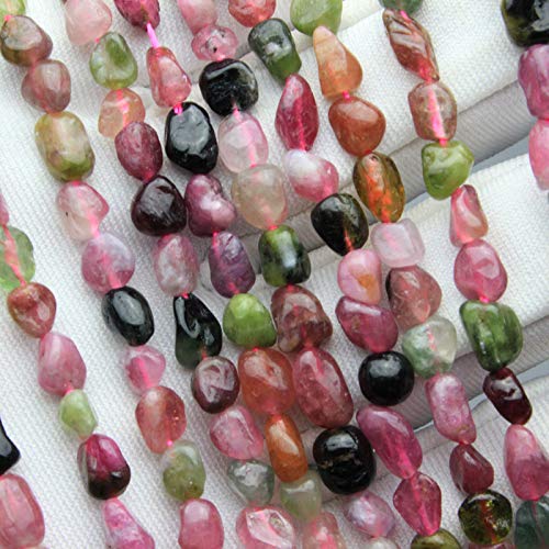 MJDCB Natural Irregular Shape Stone Beads 6-8mm Multicolor Tourmaline Gemstone Energy Cured for Jewelry Making Necklaces - color: Multicolor Tourmaline
