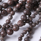 Brown Snow Stone Beads for Jewelry Making DIY Gemstone Round Crystal Bracelet Necklace 1 Strand 15.5inch 45PCS 8MM - color: Brown Snow Stone, size: 8MM