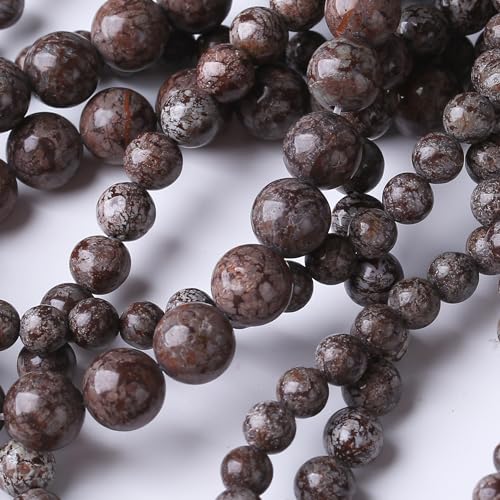 Brown Snow Stone Beads for Jewelry Making DIY Gemstone Round Crystal Bracelet Necklace 1 Strand 15.5inch 60PCS 6MM - color: Brown Snow Stone, size: 6MM