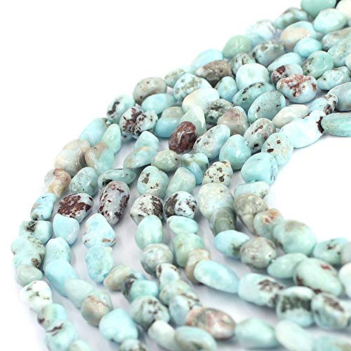 Natural 6x8mm Freeform Mixed Larimar Gemstone Beads Strand 15" Natural Stone for Necklace Bracelet DIY Design