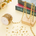 Jabogrii 3 Meters Gold Stainless Steel Jewelry Making Chains Bulk Oval Paperclip Chain for Jewelry Making - color: Paperclip Gold