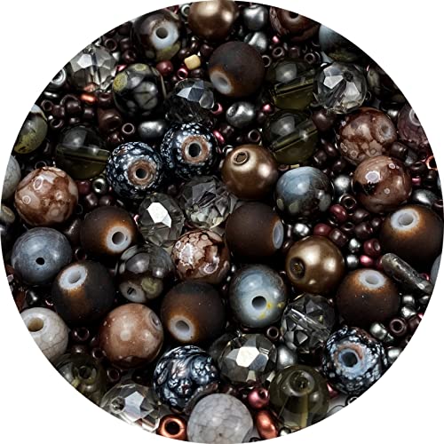 Assorted Glass Resin Beads Multi Size Colors Smooth Cracked Gravel Millet Spacer Beads for Bracelets Necklace Earring DIY Jewelry Making Craft(Deep Amber Series) - color: Deep Amber Series