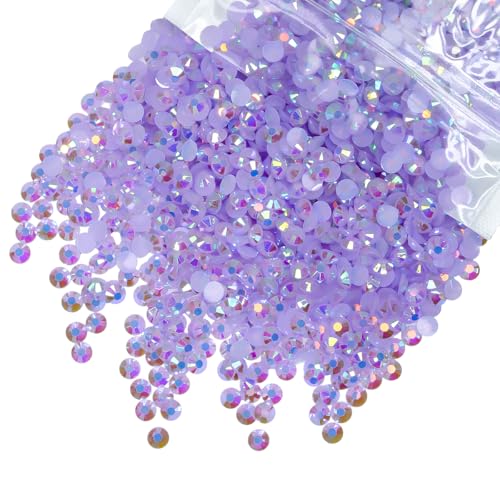 qiipii 1550PCS 5mm Purple AB Resin Rhinestones Light Purple AB Flatback Jelly Resin Stones Bulk SS20 Non-Hotfix Diamonds Gems Charms for Nails Face Eyes Makeup Mugs Tumblers Bottles DIY Crafts Decor - color: Light Purple Ab, size: 5mm Bulk