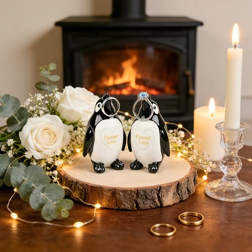 Penguin Gifts for Him Her Boyfriend Girlfriend, Set of 2 Ceramic Penguin Figurines Forever Love Anniversary Birthday Gifts for Women Men, Romantic Valentines Gift for Wife Husband Couples Cute Decor - style: Penguin(2 Set）