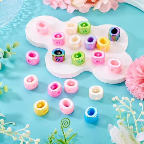 Beadthoven 20pcs Big Letter O Beads Large Hole Bubble Alphabet Acrylic Beads Charm Iridescent Plastic O Shape Loose Chunky Spacers for Jewelry Making Bracelet Necklace Keychains Shoelaces Crafts - color: O