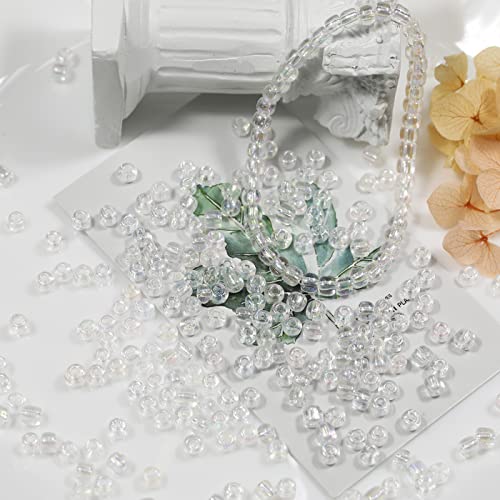 Bala&Fillic Raibow Clear Color 4mm Seed Beads About 1200pcs/100Grams in Bag, 6/0 Glass Craft Beads for Making Bracelet and Necklace (Raibow Clear) - color: Raibow Clear -4mm