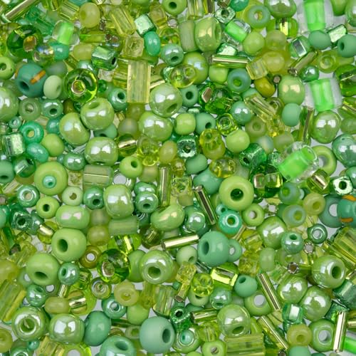 50g John Bead Bead Bar Assorted Light Green Mix Czech Glass Seed Beads for DIY Crafts Jewelry Friendship Bracelet Necklace Earrings Phonecharm Making - color: Light Green Assorted Mix