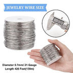BENECREAT 426 Feet 21 Gauge Single Strand Tiger Tail Beading Wire, Stainless Steel Craft Jewelry Beading Wire for Crafts, Jewelry Making, Sculpture Frame - color: Single Strand, size: 21 Gauge