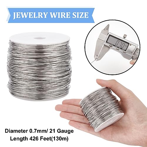BENECREAT 426 Feet 21 Gauge Single Strand Tiger Tail Beading Wire, Stainless Steel Craft Jewelry Beading Wire for Crafts, Jewelry Making, Sculpture Frame - color: Single Strand, size: 21 Gauge