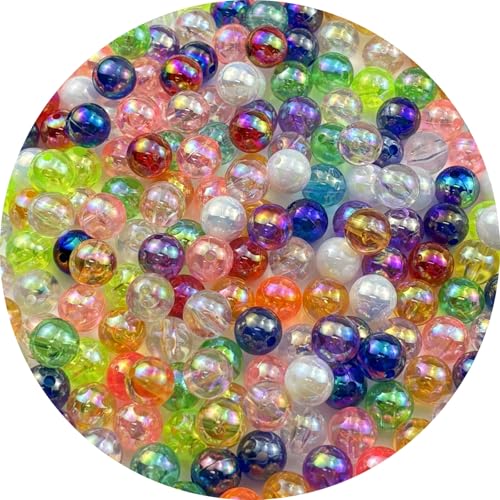 200pcs 10mm Acrylic Round Beads AB Colors Acrylic Beads Round Spacer Beads with Hole for DIY Bracelet Necklace Jewelry Making Supplies Handmade Craft(Mixed Colors) - color: Mixed Colors, size: 10mm