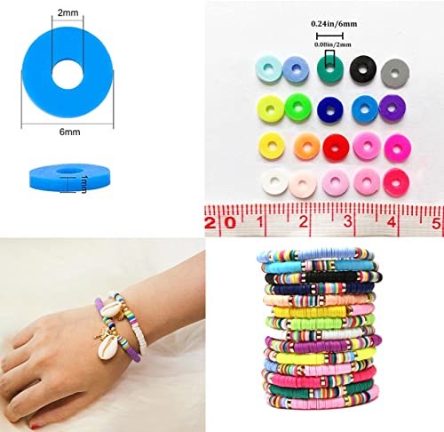 3000Pcs Flat Round Polymer Beads Vinyl Heishi Bead Polymer Clay Beads for Jewelry Making Necklace Bracelet Earrings(01-White) - color: 01-White