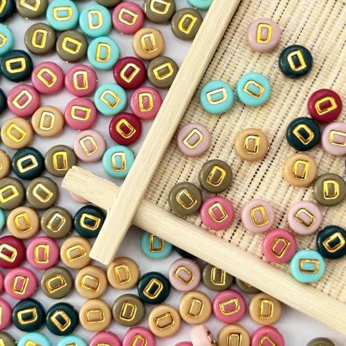 200PCS Round Letter Beads,4x7mm Color Acrylic Alphabet Beads D Beads with Letters for Bracelet Making Necklace Keychain Jewelry DIY (Letter D) - color: Letter D