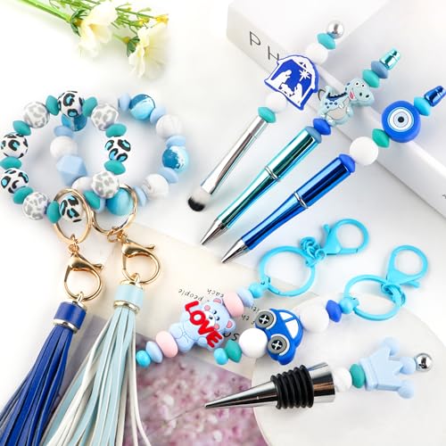 Sunrony 200Pcs Silicone Lentil Beads for Keychain Making, Bulk 12mm Silicone Abacus Spacer Beads for Necklace Bracelet Making Pens(Turquoise) - color: D-Turquoise