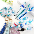 Sunrony 200Pcs Silicone Lentil Beads for Keychain Making, Bulk 12mm Silicone Abacus Spacer Beads for Necklace Bracelet Making Pens(Turquoise) - color: D-Turquoise