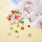 Cheriswelry Cup Cake Resin Pendants Lovely Food Sweet Dessert Dangle Charms Links Hanging Ornament with Metal Loop Fruit Pendants for Key Chains Bracelet Necklace Jewelry Making - color: Mixed Color-Flower*3