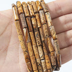 BEADIA Natural Brown Picture Jasper Tube Beads 13x4mm 30pcs Cylinder Loose Semi Gemstone Beads for Jewelry Making Design - color: Brown Picture Cylinder