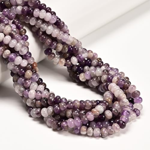 ICAI 4x6mm Natural Rondelle Beads – Loose Gemstone Spacers for DIY Jewelry Making (Amethyst) - color: Amethyst, size: 4x6