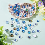 100Pcs/Set Flat Round Transparent Glass Cabochons with Pattern Eye Flatback Glass Dome Flatback Cab Beads for Photo Cameo Jewelry Making Necklace Ring DIY Crafts 12x4mm Evil Eye - color: 100Pcs-12x4mm-Evil Eye