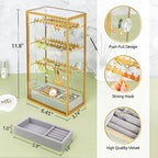Glass Earring Holder Organizer, Jewelry Organizer Earrings Holder with Hanging Hook, Glass Earring Display Box for Necklace Ring Storage - style: Earring Organizer