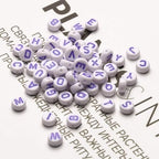 Purple Letter Beads Alphabet Letters White Round Bead, 4x7mm 1200pcs, Flat Letter Beads Purple Friendship Bracelets Making Kit Beads for Bracelets Purple Beads with Box - color: Purple Letter White Bead, size: 4×7mm(Round)