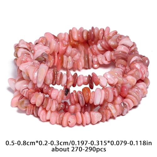 Chip Shell, 260pcs 5-8mm Irregular Shell Beads with Holes, Pink Shell & Rose Quartz Like Chip Beads for Jewelry Making - color: Pink